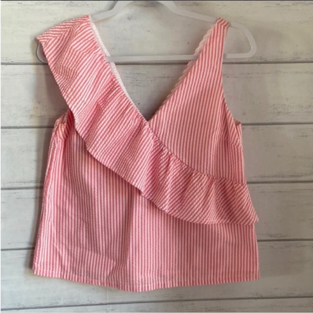 Vineyard Vines Seersucker Stripes Ruffle Top